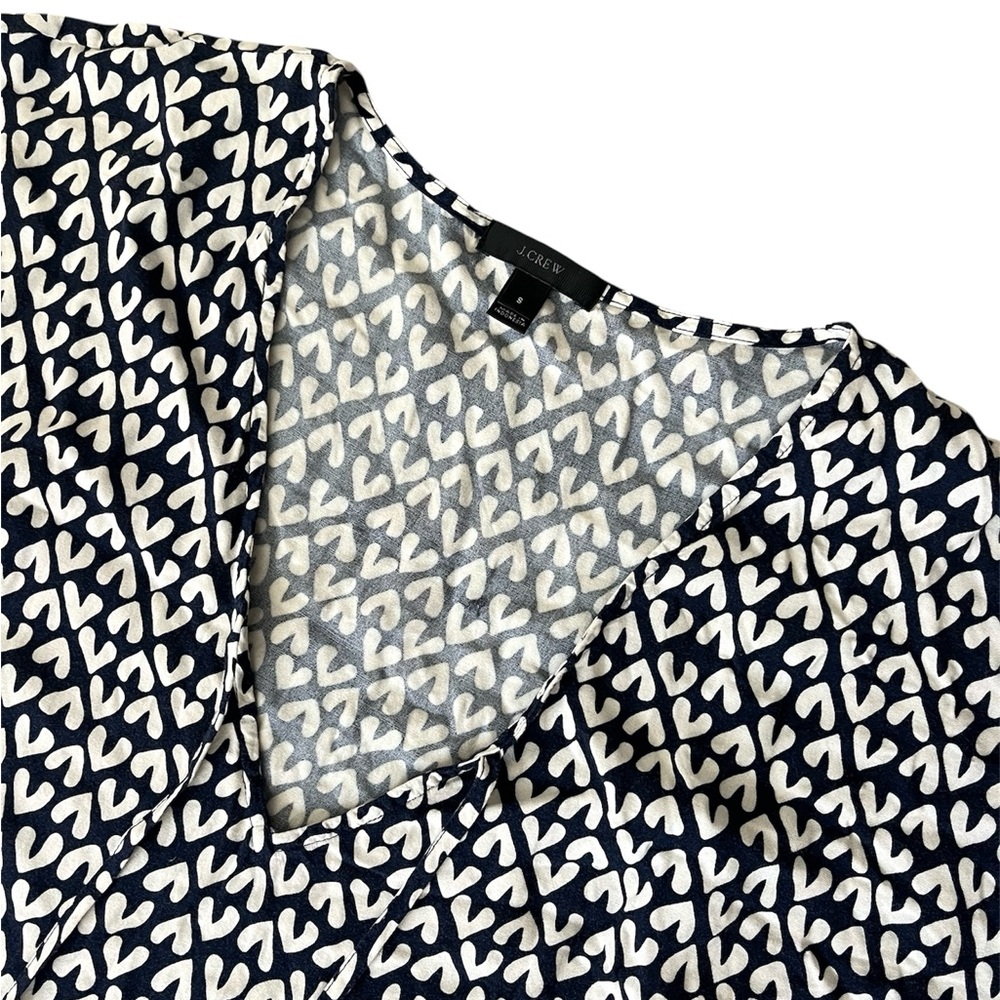 J Crew Navy and White Patterned Maxi Tunic Style Lightweight Swim Coverup Sz S - Picture 4 of 5